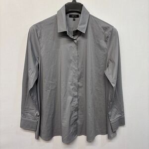 Comfy USA Women Long Sleeve Blouse Top Button Shirt Size Large Gray D027 -10